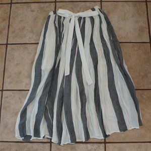 Free People Striped Tea Length Skirt Sz M